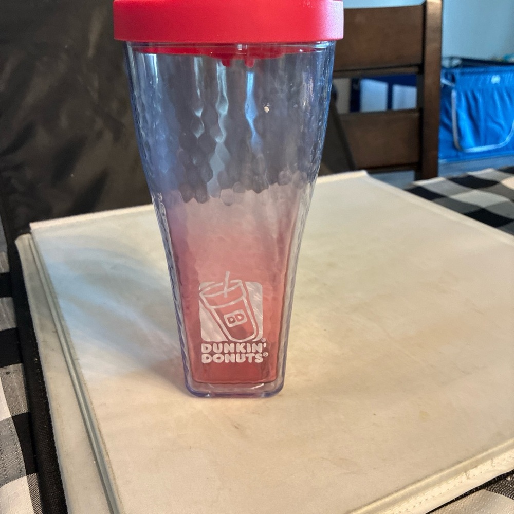 Dunkin' Donuts Pink and Clear Tumbler